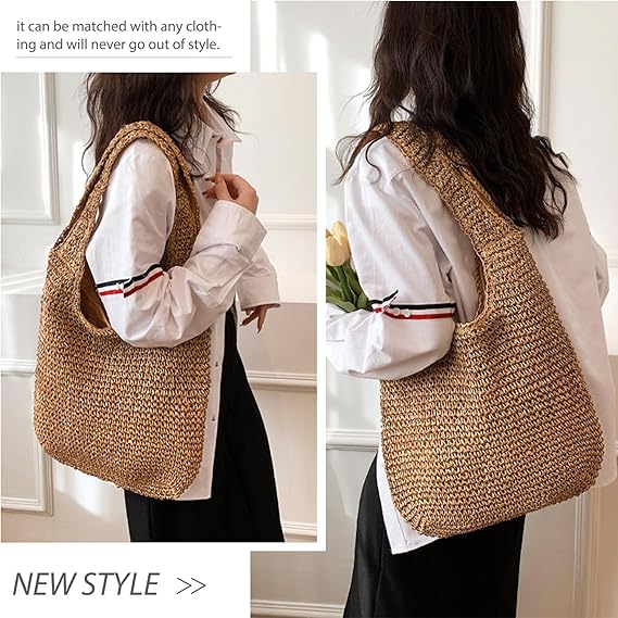 PALAY® Straw Beach Bag for Women Summer Woven Beach Tote Bags Shoulder Handbags Boho Bag PALAY® Straw Beach Bag for Women Summer Woven Beach Tote Bags Shoulder Handbags Boho Bag